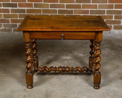 English Georgian Period Early 19th century Walnut Barley Twist Side Table