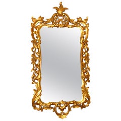 Miroir anglais d'époque géorgienne sculpté en feuilles d'or et feuillagé