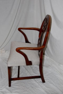 English Georgian Period Hepplewhite Armchair with Oval Back and Carved Splat