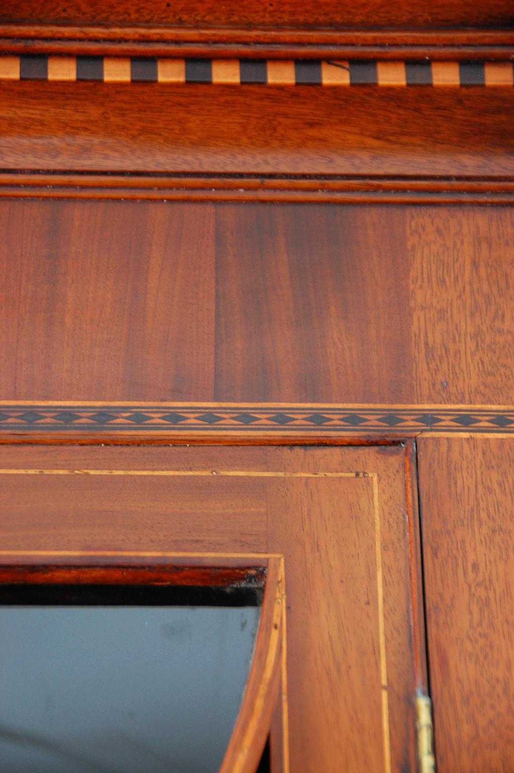 English Georgian Period Hepplewhite Inlaid Mahogany Hanging Corner Cupboard 1