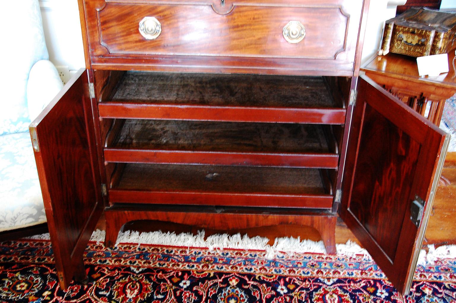 English Georgian Period  Hepplewhite Mahogany Secretaire Bookcase Glazed Doors 5