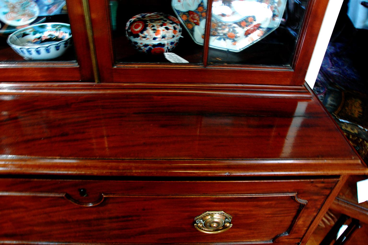 English Georgian Period  Hepplewhite Mahogany Secretaire Bookcase Glazed Doors 6