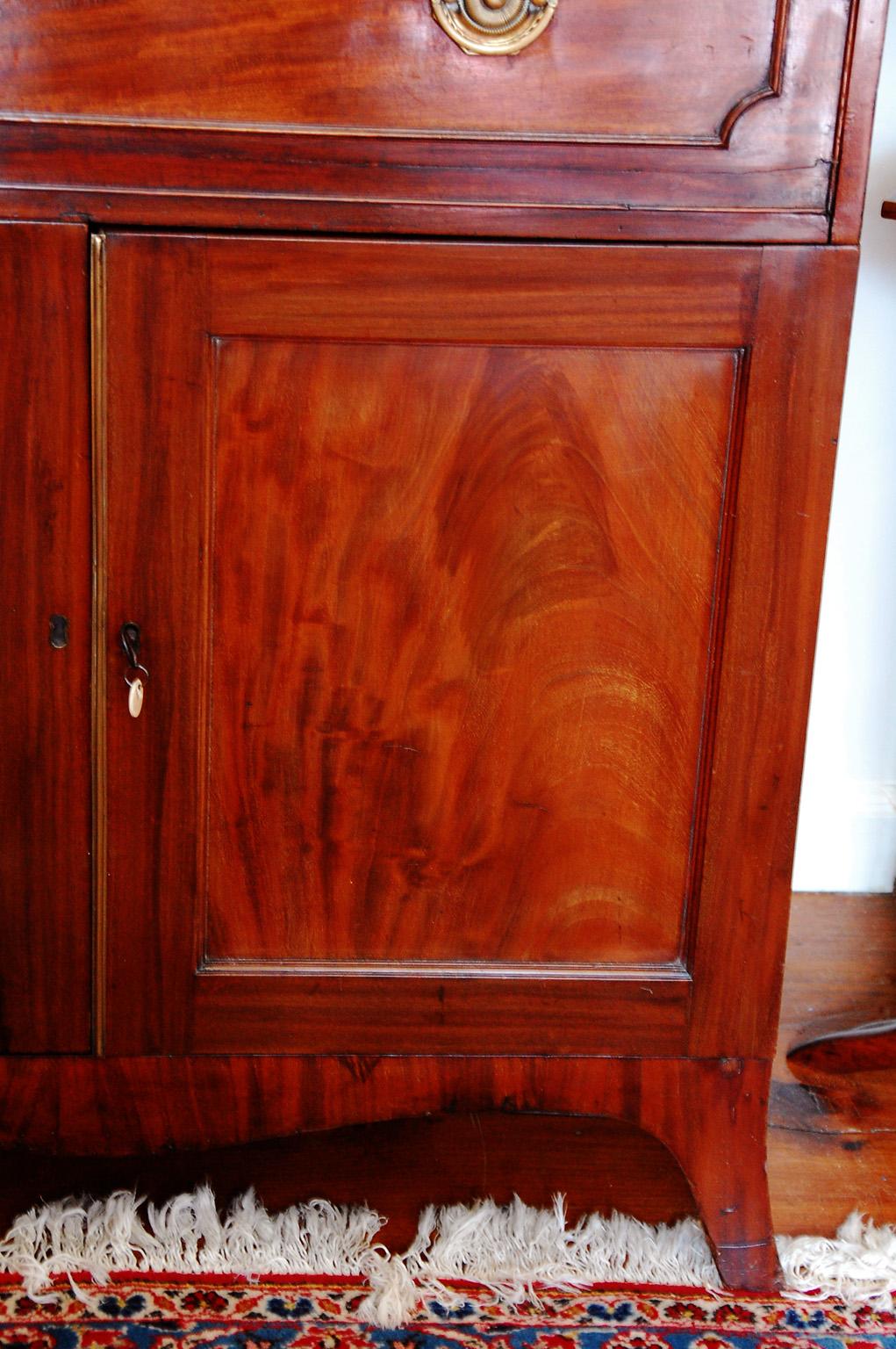 English Georgian Period  Hepplewhite Mahogany Secretaire Bookcase Glazed Doors 4