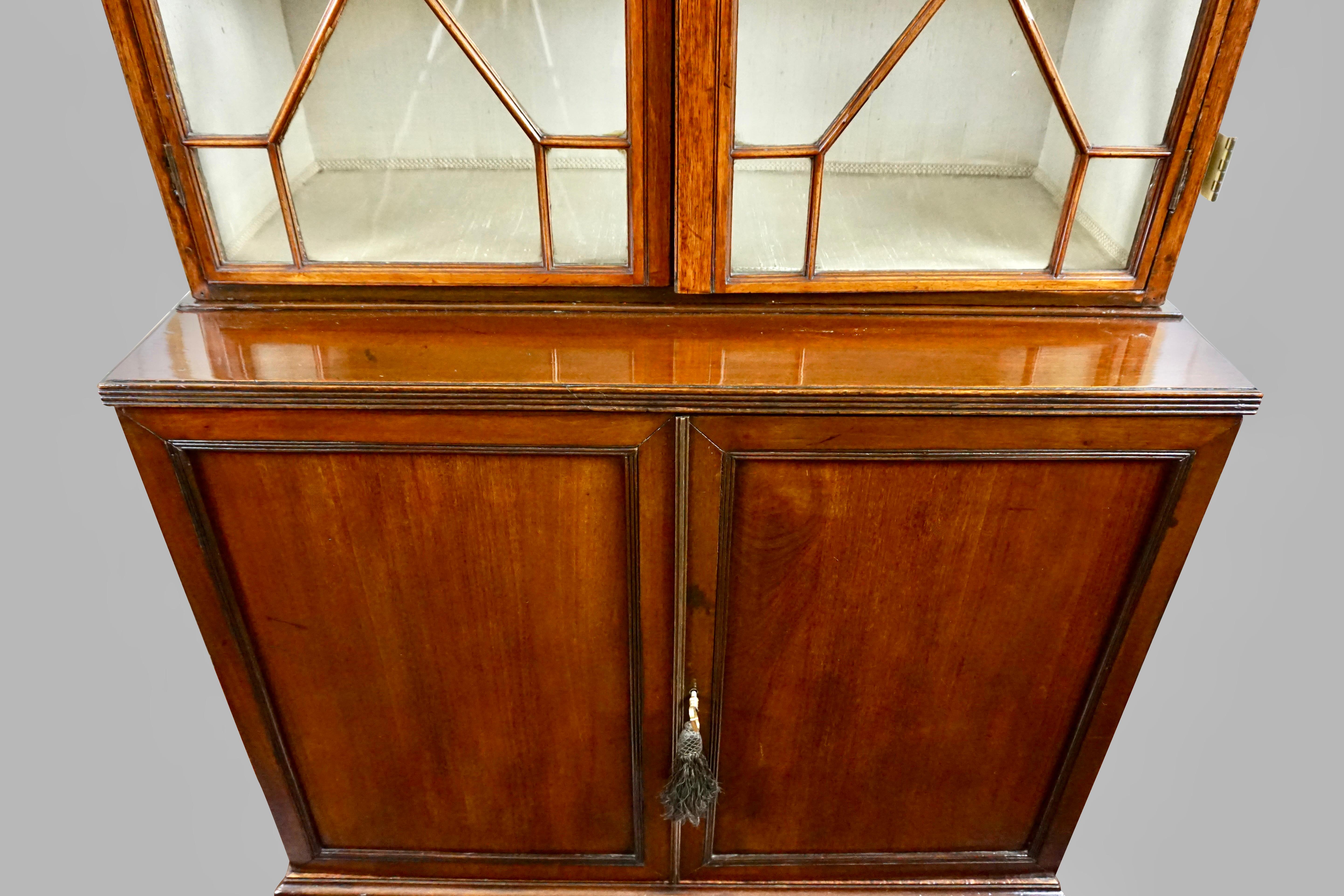 George III English Georgian Period Mahogany Bookcase Cabinet with Astragal Glazed Doors