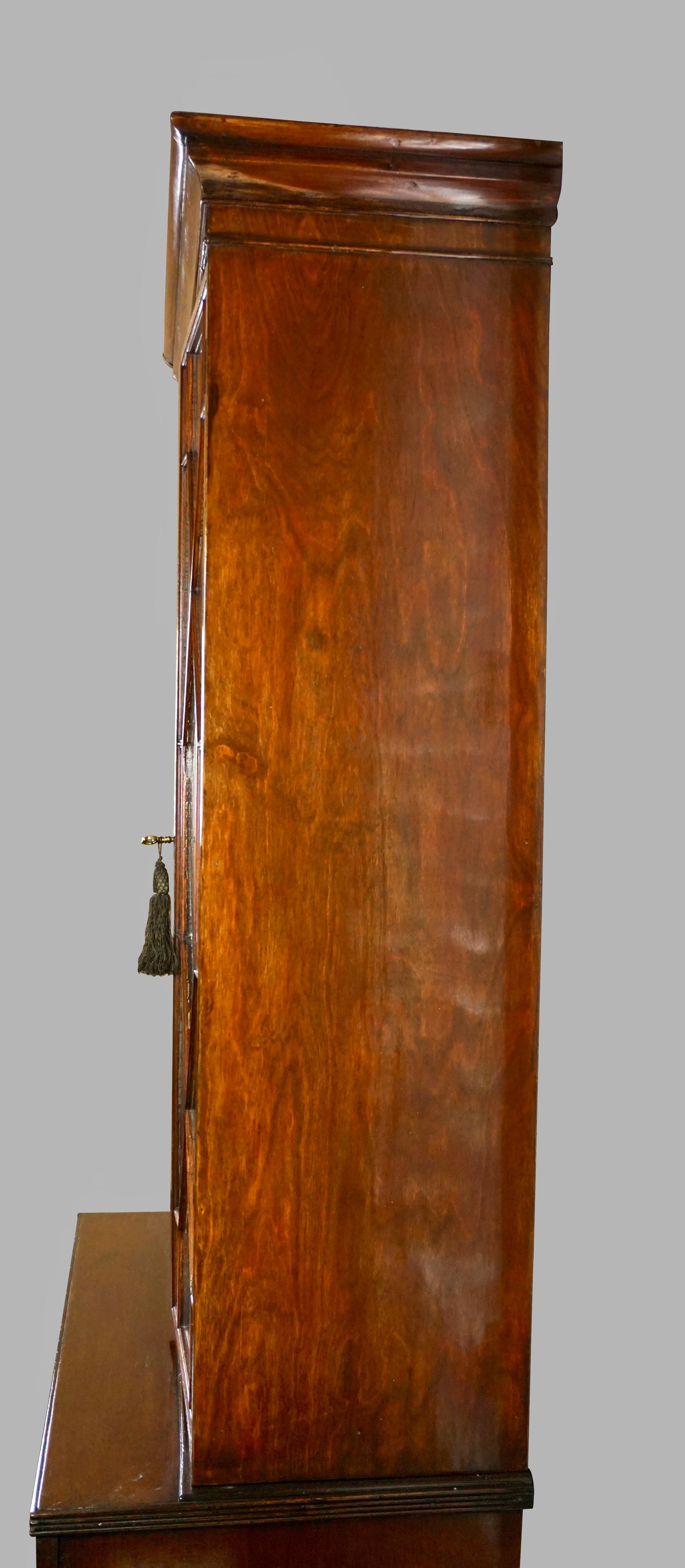 English Georgian Period Mahogany Bookcase Cabinet with Astragal Glazed Doors 2