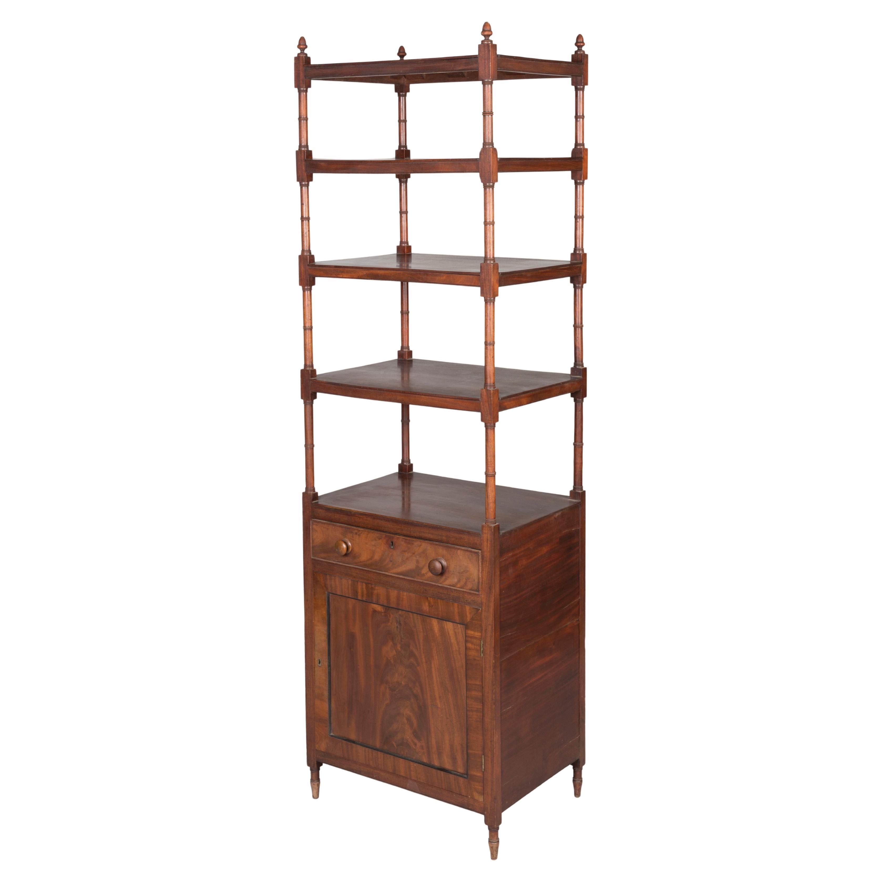 Armoire en acajou de la période géorgienne anglaise avec étagères