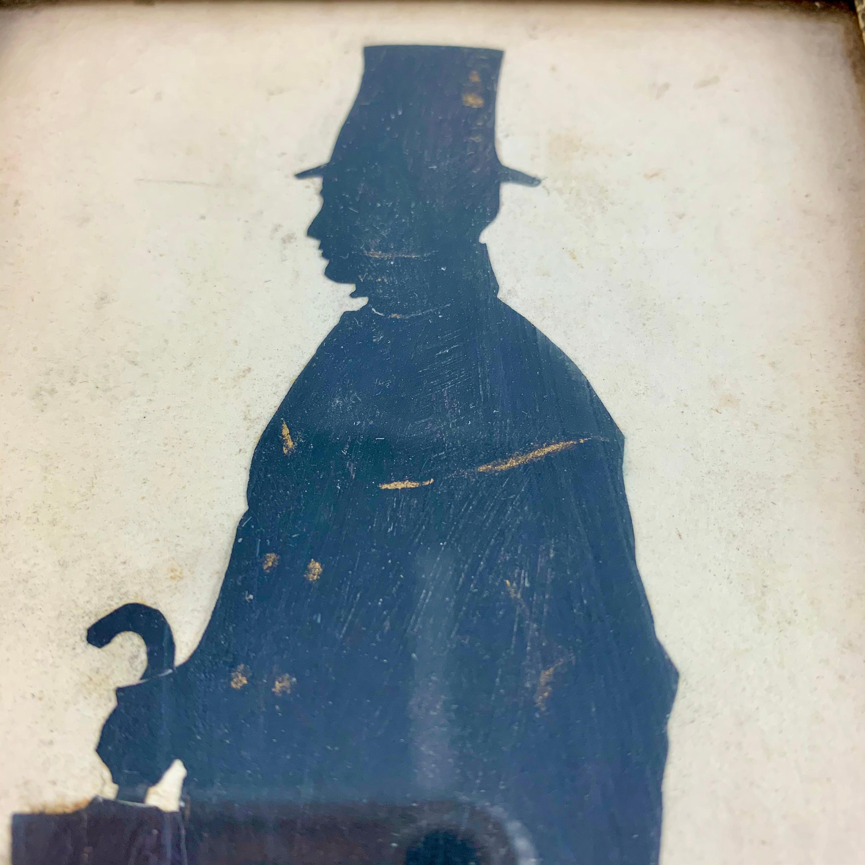 19th Century English Georgian Period Maplewood Framed Watercolor Silhouette, A Gentleman