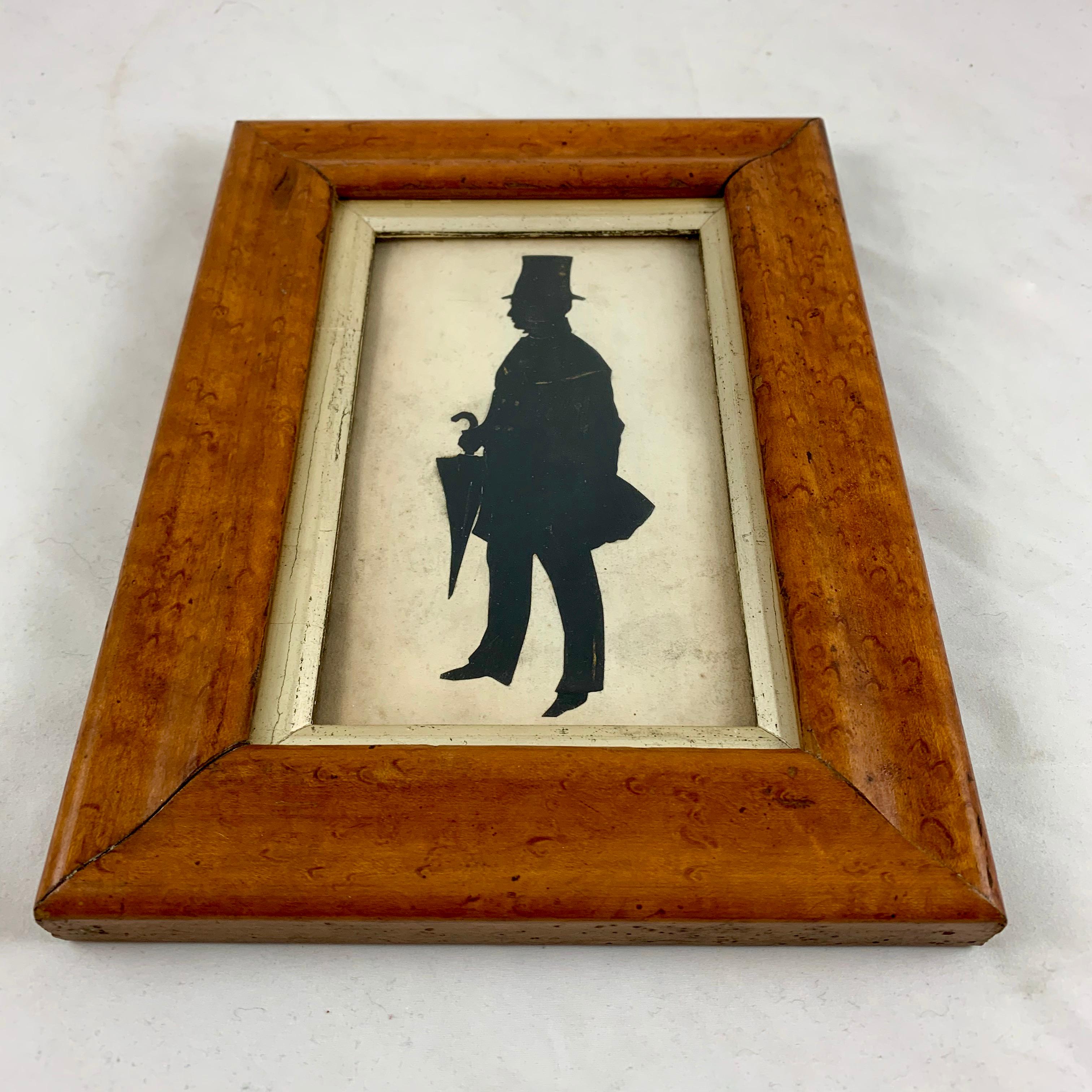 English Georgian Period Maplewood Framed Watercolor Silhouette, A Gentleman 3