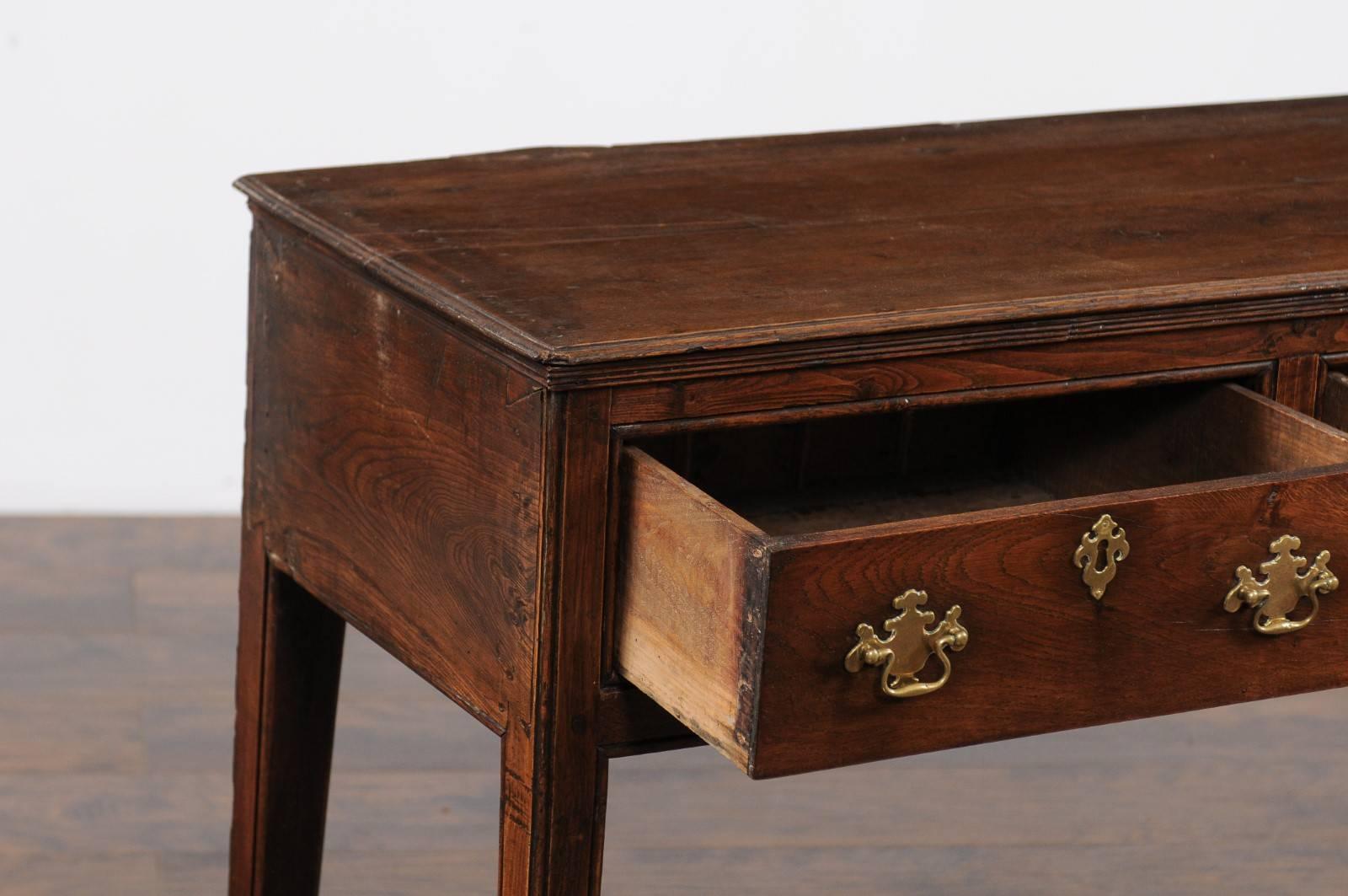 19th Century English Georgian Period Oak Dresser Base, circa 1800 with Three Drawers