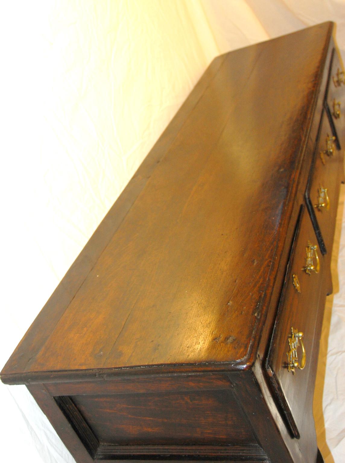 George II English Georgian Period Oak Three-Drawer Cabriole Leg Low Dresser