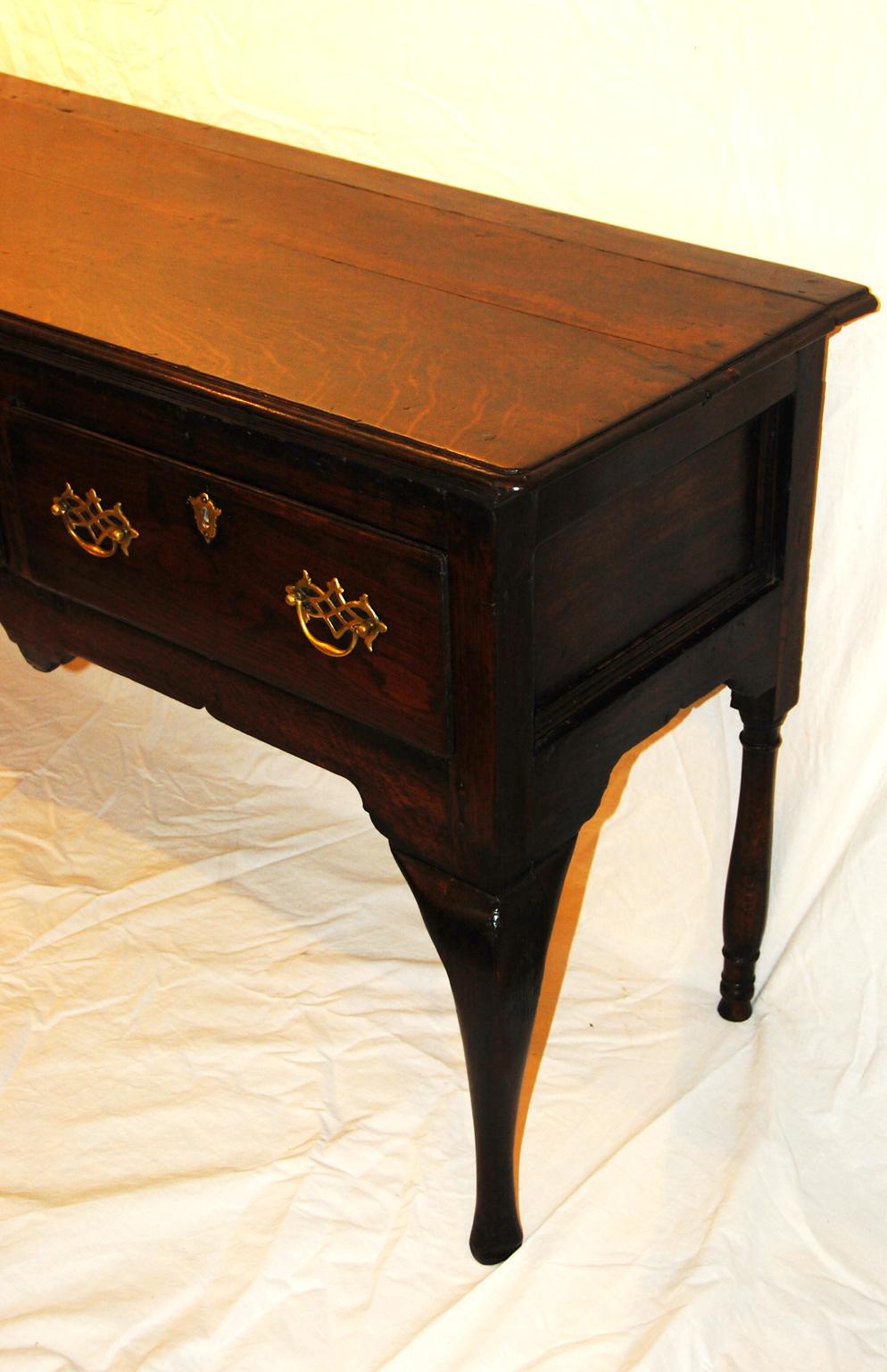 18th Century English Georgian Period Oak Three-Drawer Cabriole Leg Low Dresser
