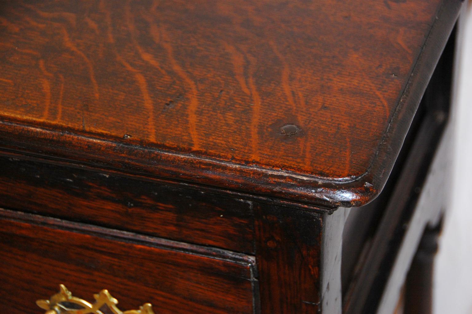 English Georgian Period Oak Three-Drawer Cabriole Leg Low Dresser 2
