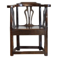 English, Georgian Period, Open Armchair in Dark Oak, circa 1800