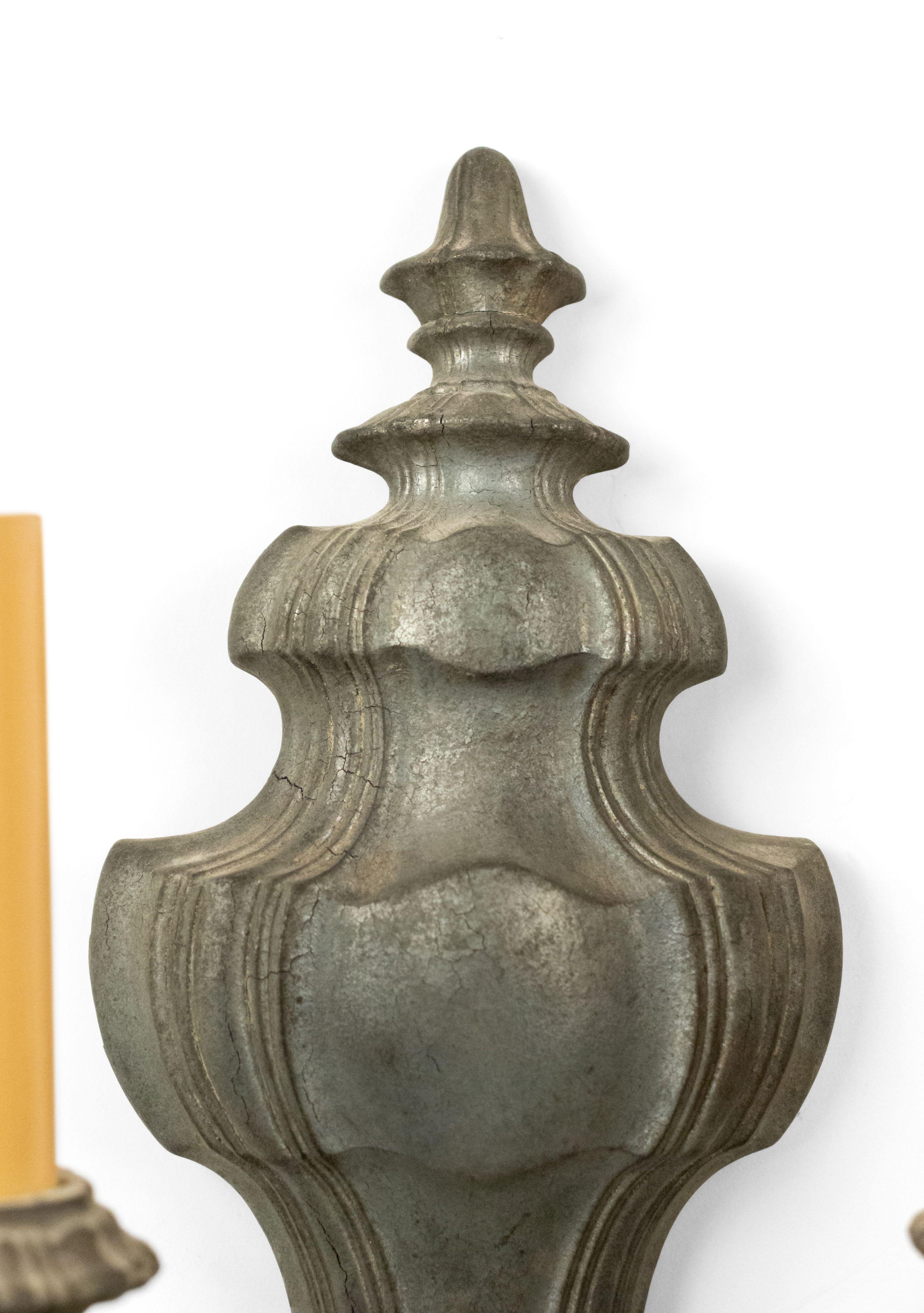 3 English Georgian Style Pewter and Brass Vasiform Wall Sconces For Sale 2