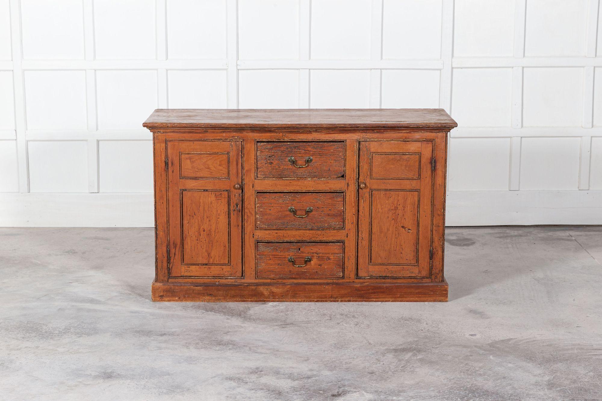 Early 19th Century  English Georgian Pine Country House Dresser Base For Sale