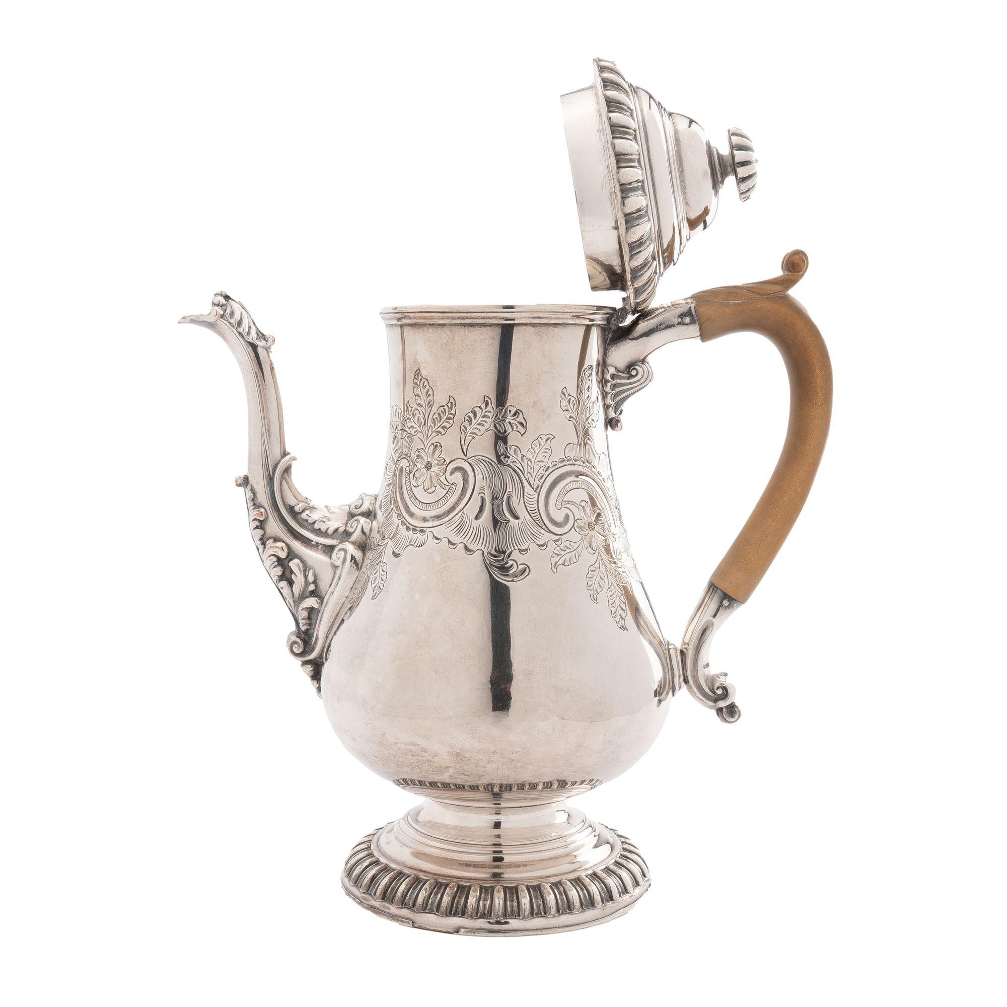 English Georgian Pyriform Sheffield Coffee Pot, '1750s' For Sale 3