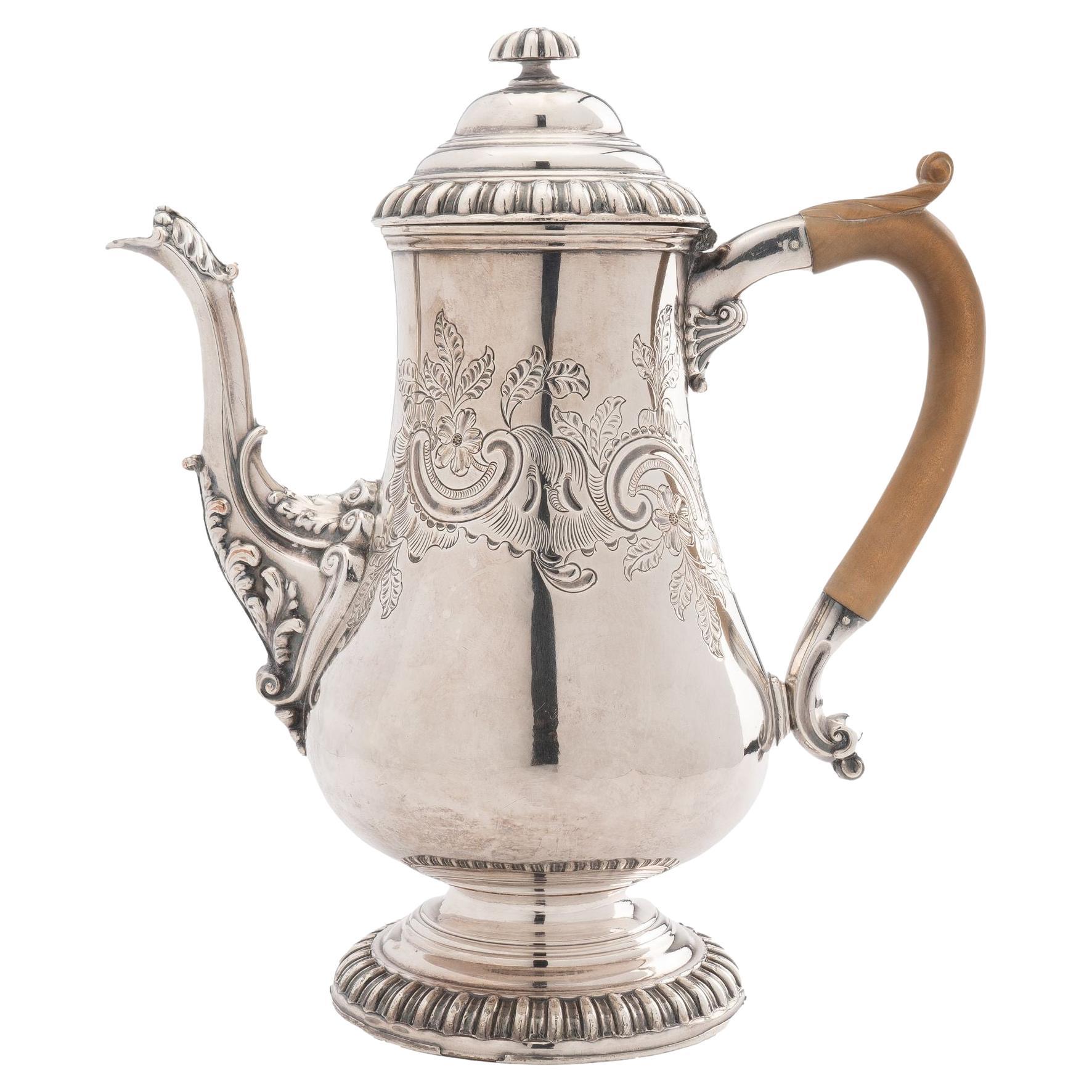 Englischer georgianischer Pyriform-Kaffeekanne aus Old Sheffield, 1750er Jahre im Angebot