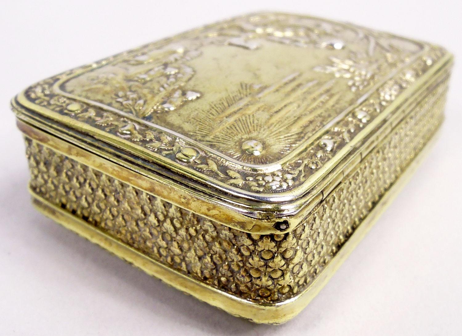 Tabaquera inglesa georgiana de la Regencia Oveja y pastor, 1812 Dorado en venta