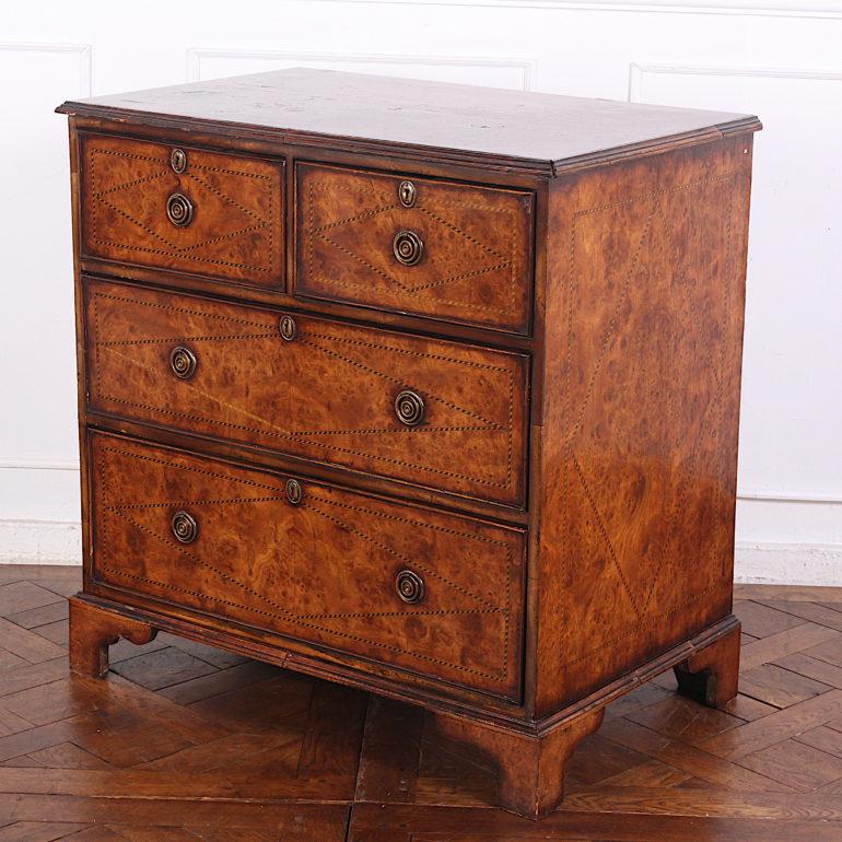 Yew English Georgian-Revival Chest of Drawers