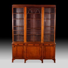 English Georgian Revival Mahogany Breakfront Bookcase