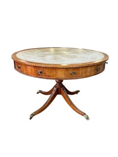 English Georgian Revival Mahogany Drum Table, Circa 1900