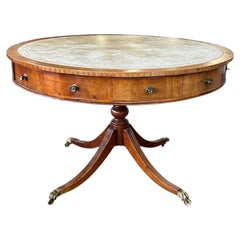 English Georgian Revival Mahogany Drum Table, Circa 1900