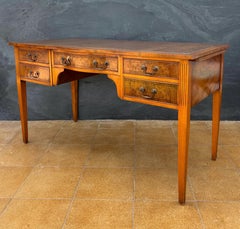 English Georgian Revival Walnut Writing Desk with Drop Leaves, Mid-20th Century