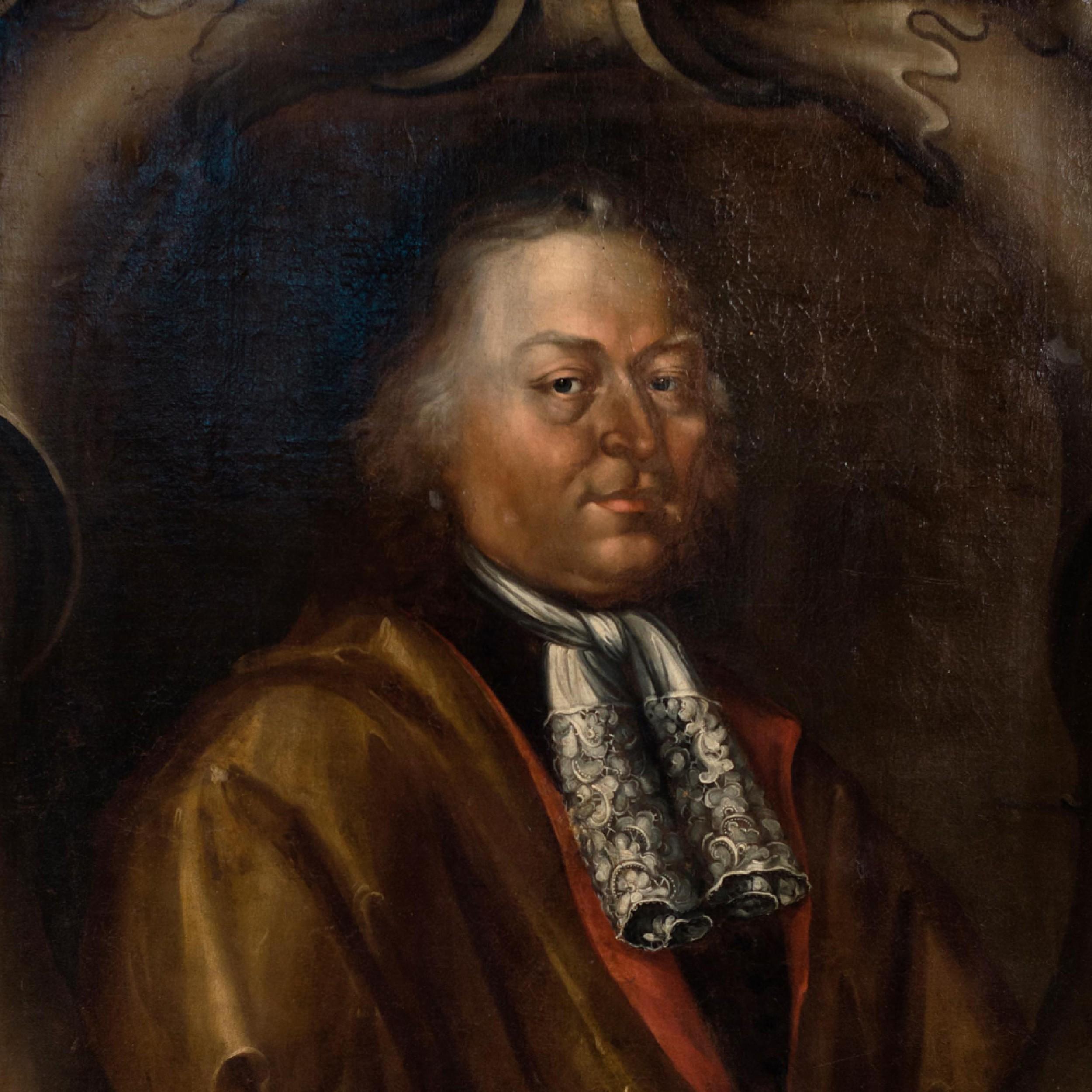 Hand-Painted English Georgian Robed Man Portrait For Sale