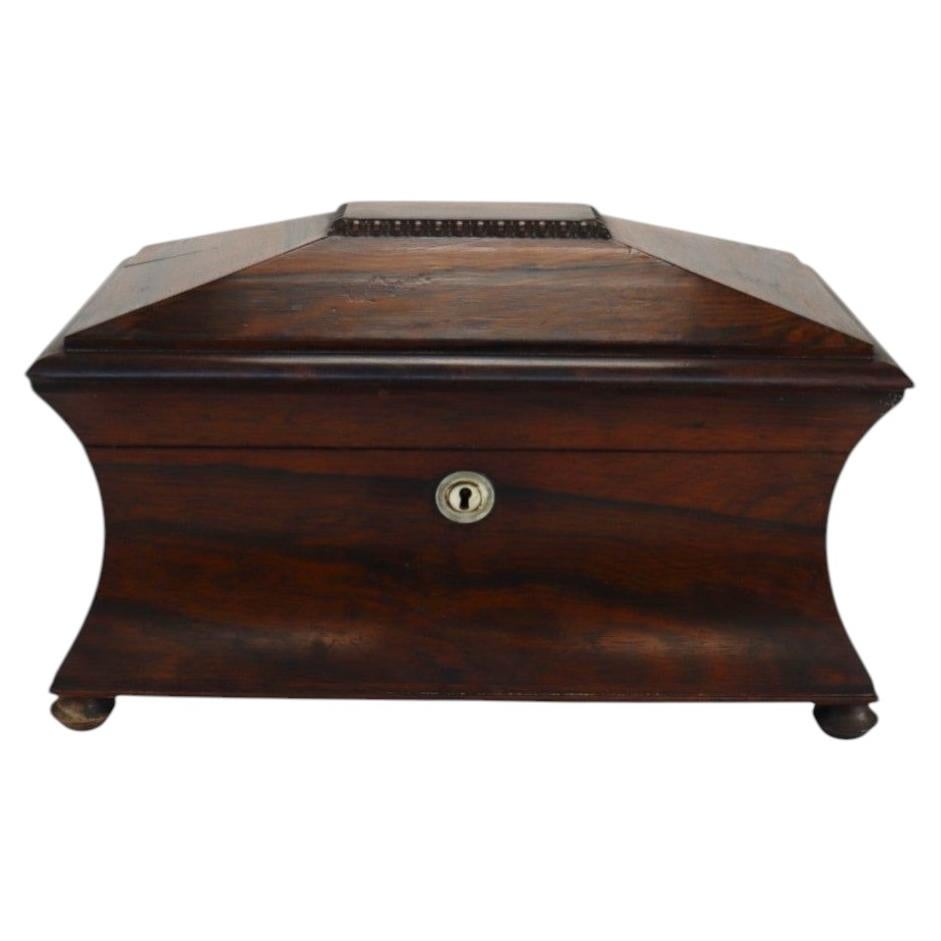 English Georgian Rosewood Tea Caddy C1830