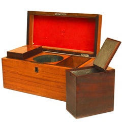 Antique English Georgian Satinwood Veneered Tea Caddy Box