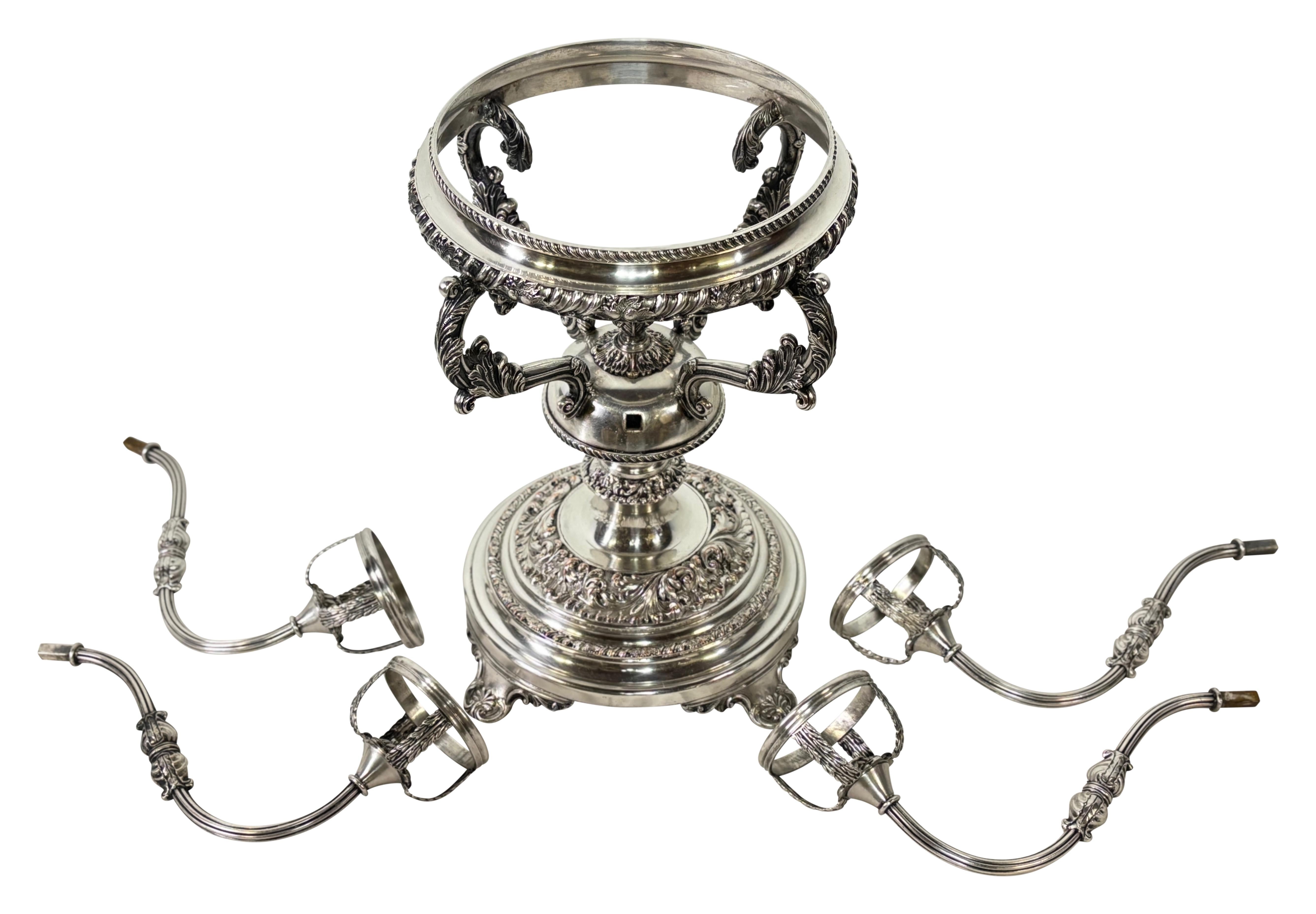 English Georgian Sheffield Silver and Cut Glass Epergne Centerpiece For Sale 2