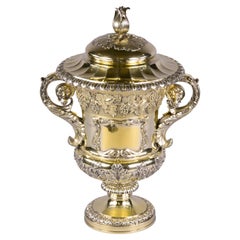 English Georgian Silver Gilt Covered Cup, Dated 1825