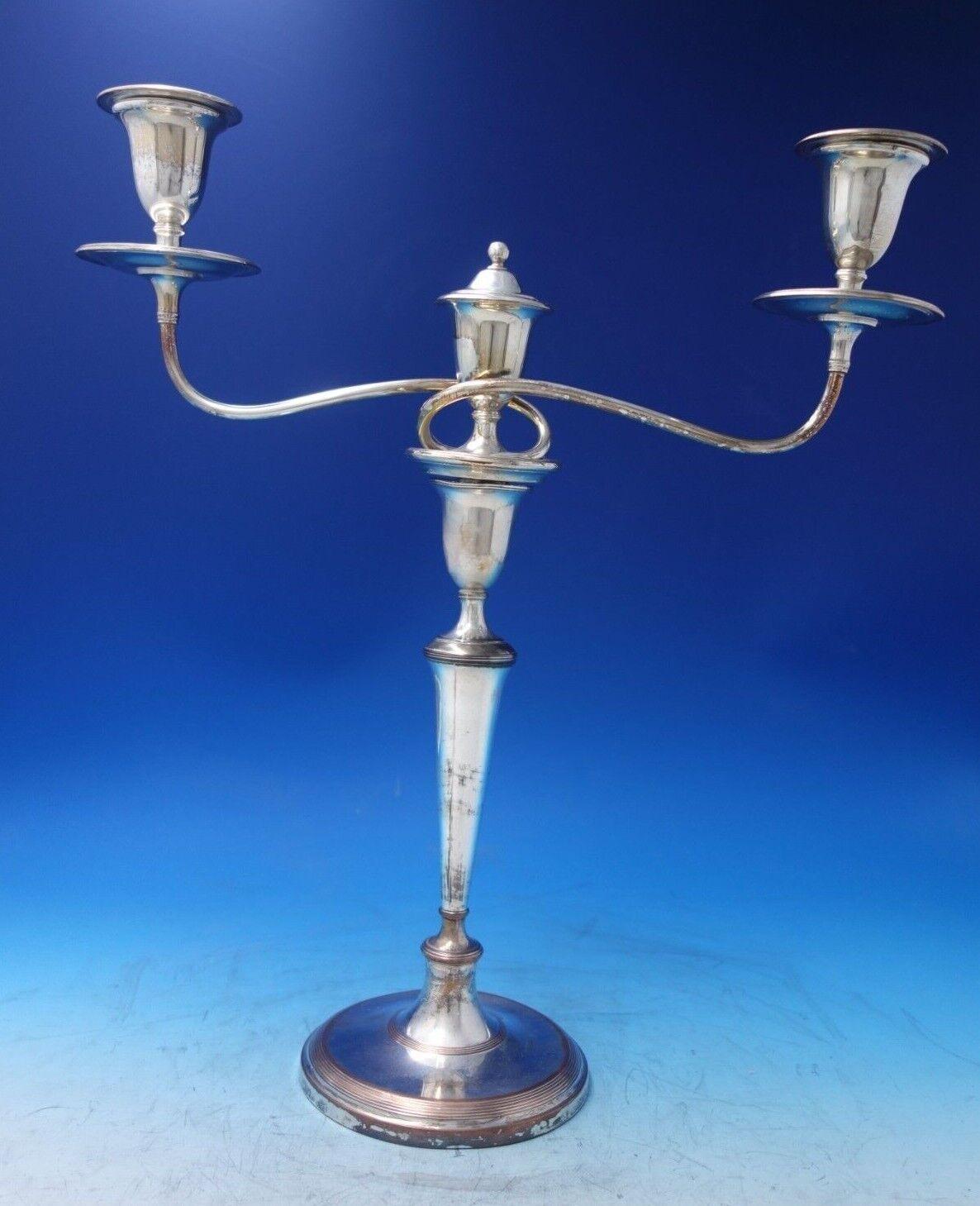 Wonderful English Georgian silver on copper candelabra pair, circa 1790 (maker unknown). The pieces measure 15