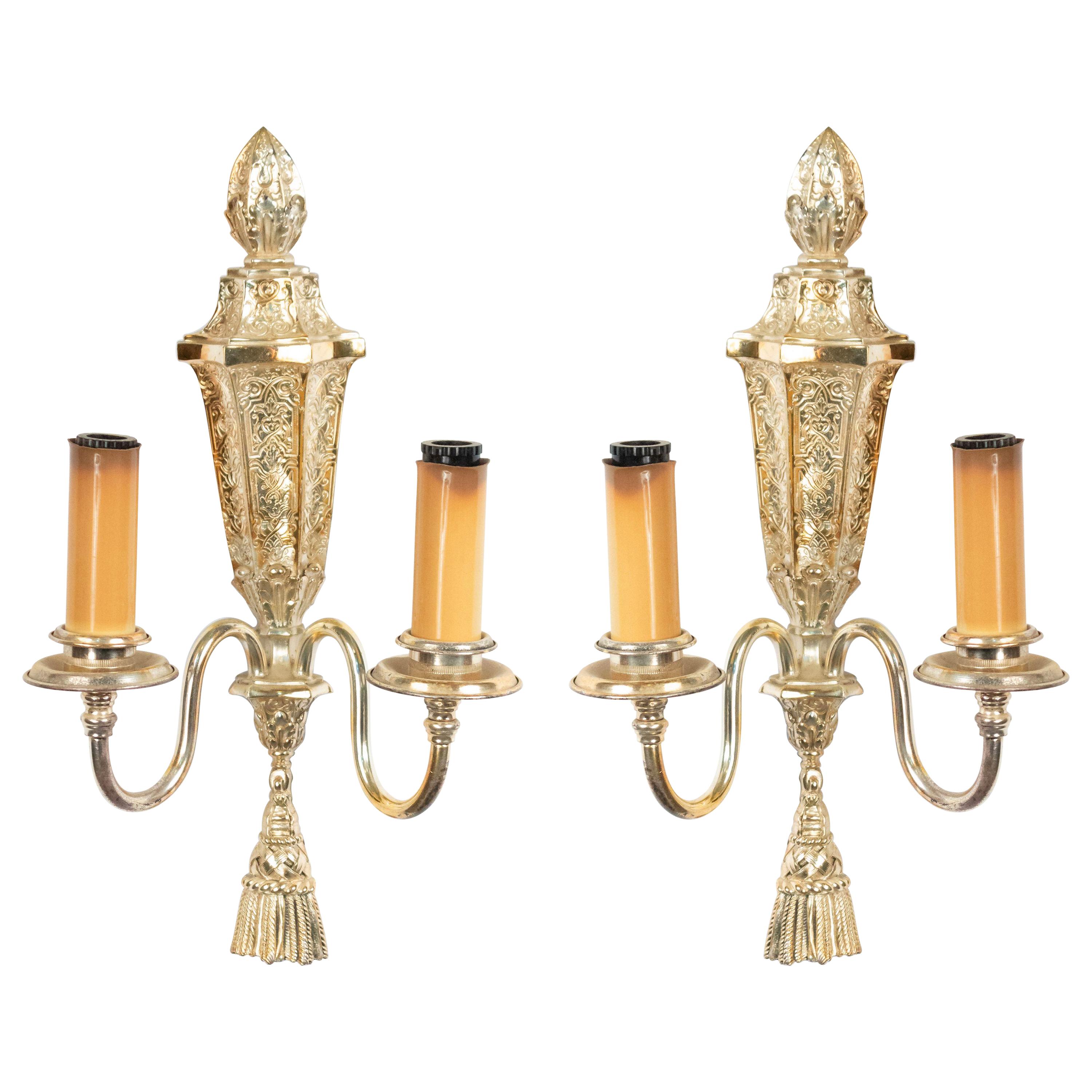 English Georgian Silver Plate Wall Sconces For Sale
