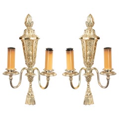 English Georgian Silver Plate Wall Sconces