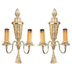 English Georgian Silver Plate Wall Sconces