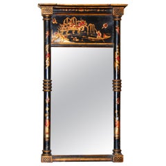 English Georgian Small Chinoiserie Decorated Mirror