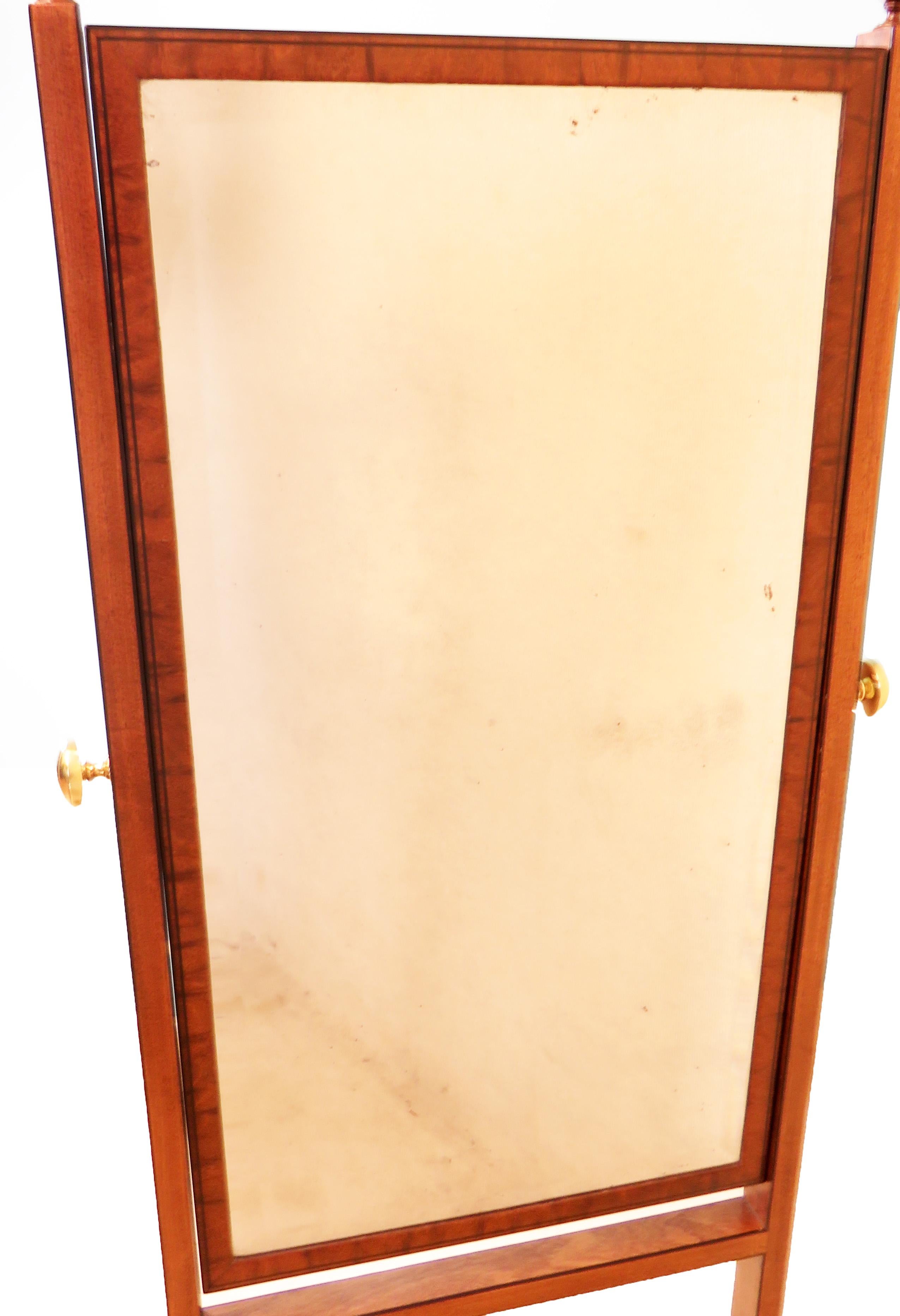 19th Century English Georgian Small Mahogany Cheval Dressing Mirror