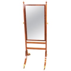 English Georgian Small Mahogany Cheval Dressing Mirror