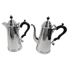 English Georgian Sterling Silver After Dinner Café au Lait Pots