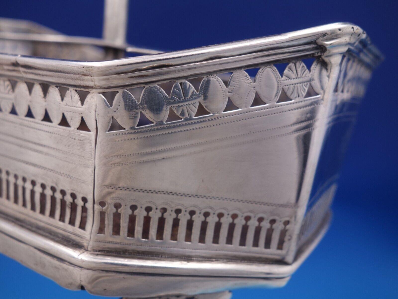 English Georgian Sterling Silver Cruet Set 7pc W/ Stand Pierced Footed, '#6997' 6