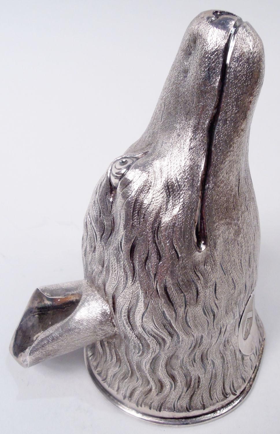 British English Georgian Sterling Silver Fox Stirrup Cup with Armorial 1782 For Sale