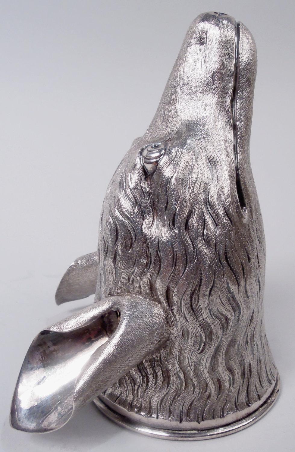 English Georgian Sterling Silver Fox Stirrup Cup with Armorial 1782 In Good Condition For Sale In New York, NY
