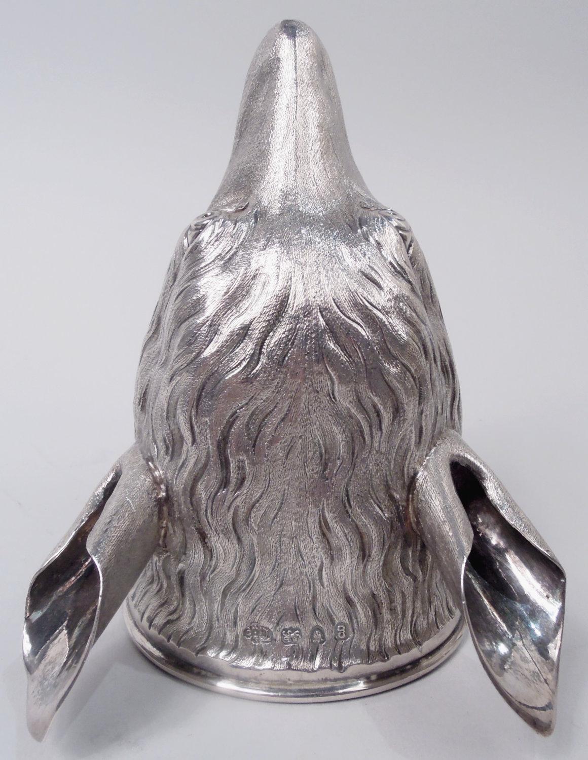 English Georgian Sterling Silver Fox Stirrup Cup with Armorial 1782 For Sale 1