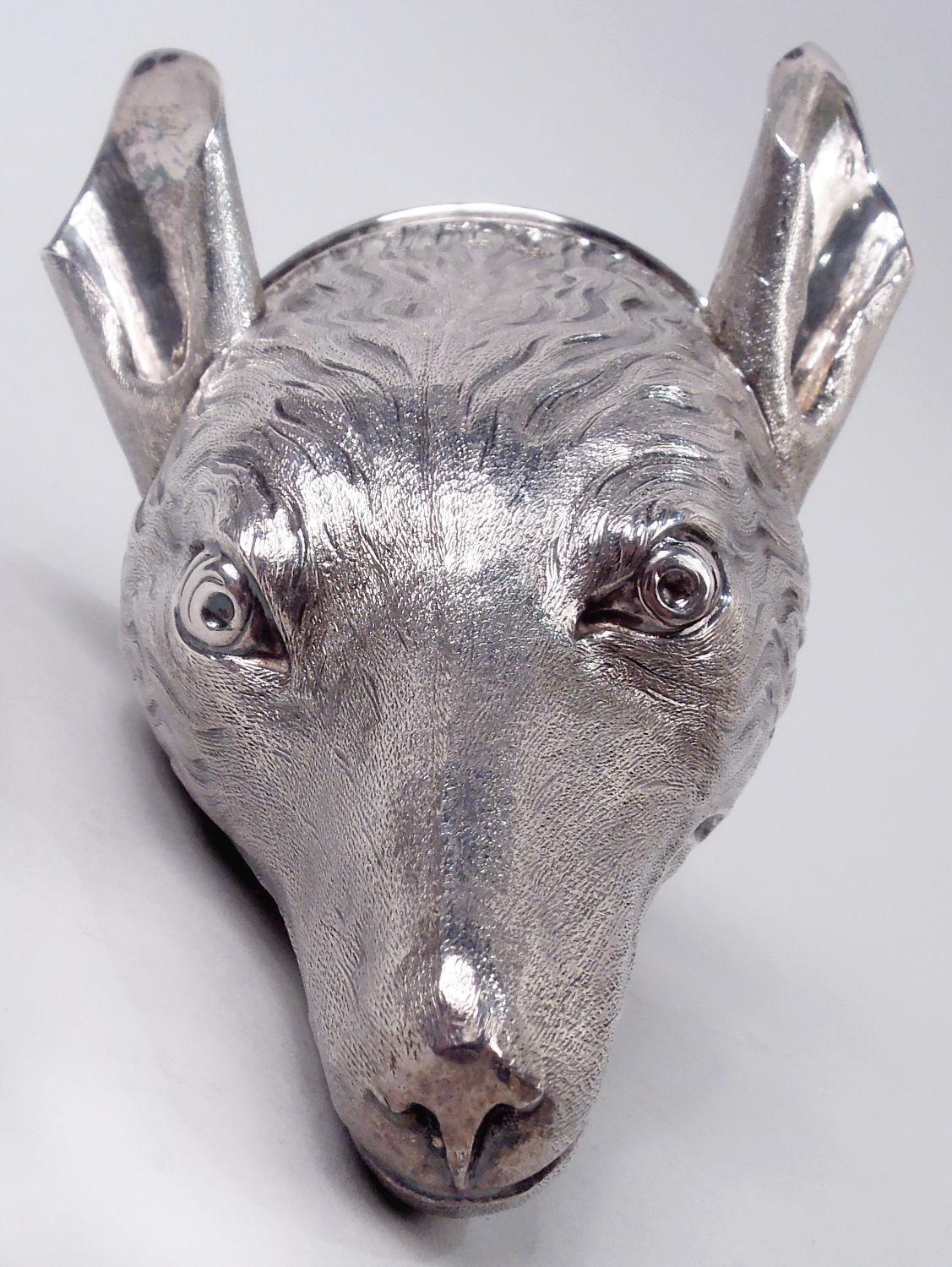 English Georgian Sterling Silver Fox Stirrup Cup with Armorial 1782 For Sale 2