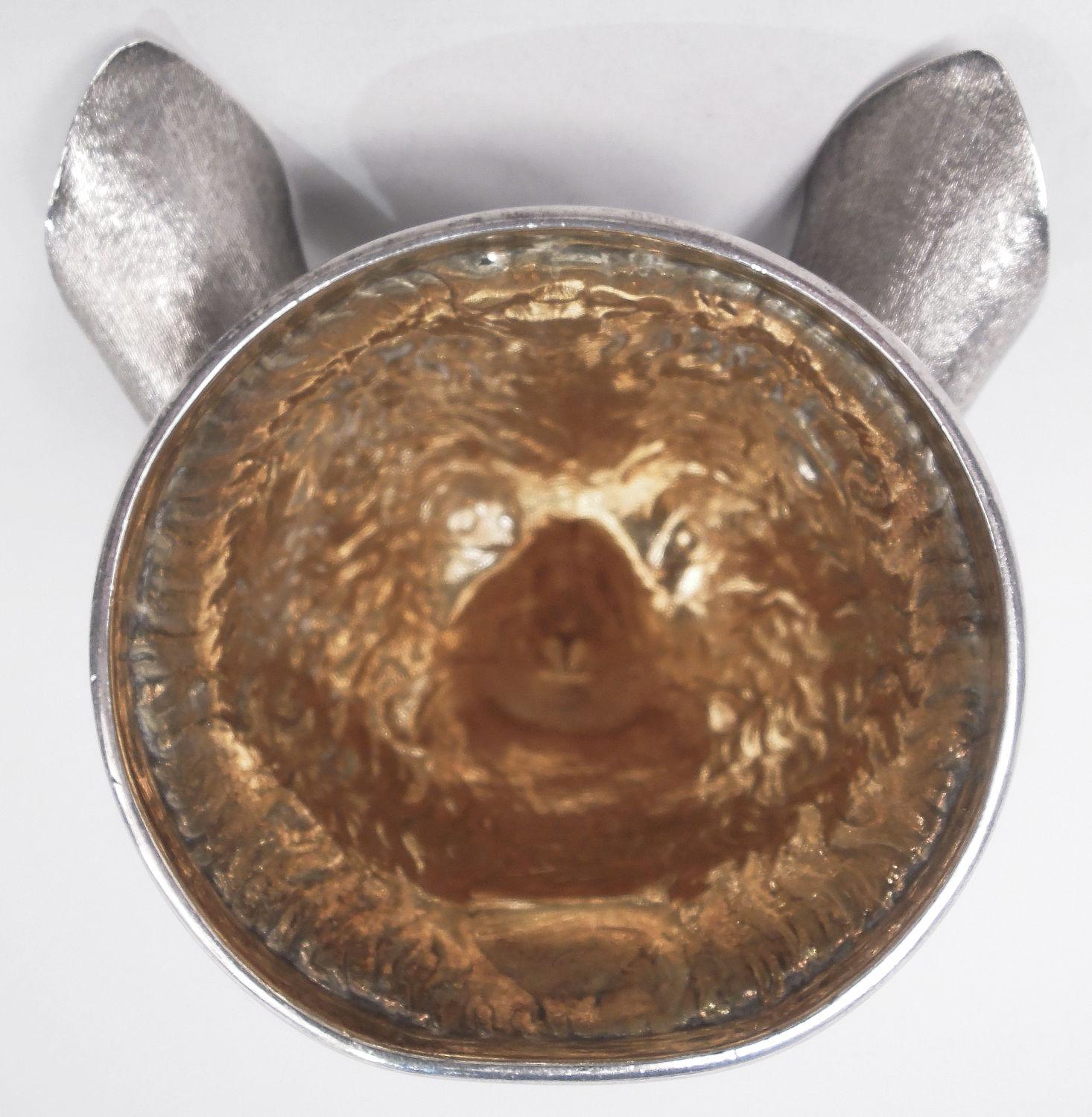 English Georgian Sterling Silver Fox Stirrup Cup with Armorial 1782 For Sale 4