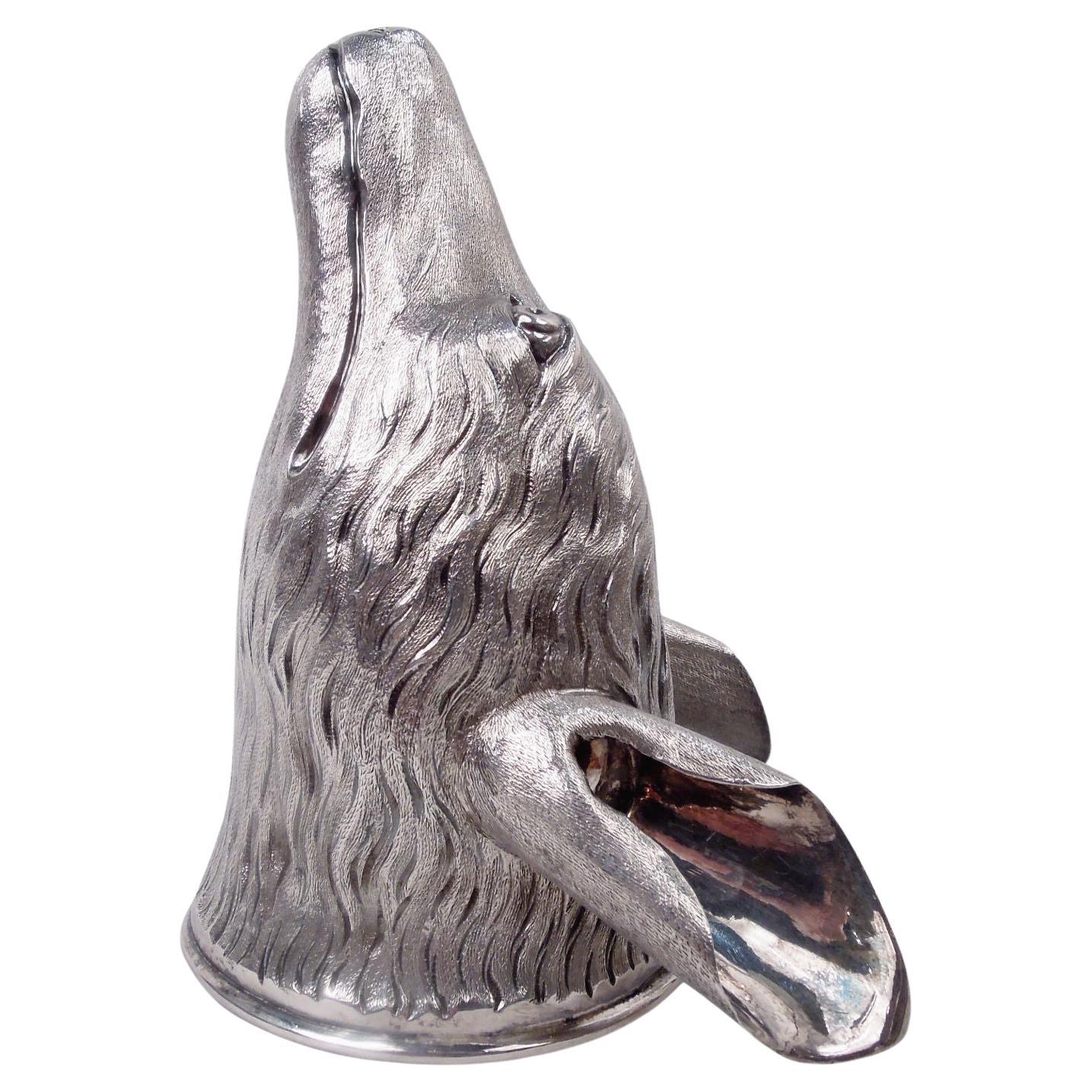 English Georgian Sterling Silver Fox Stirrup Cup with Armorial 1782
