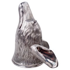English Georgian Sterling Silver Fox Stirrup Cup with Armorial 1782