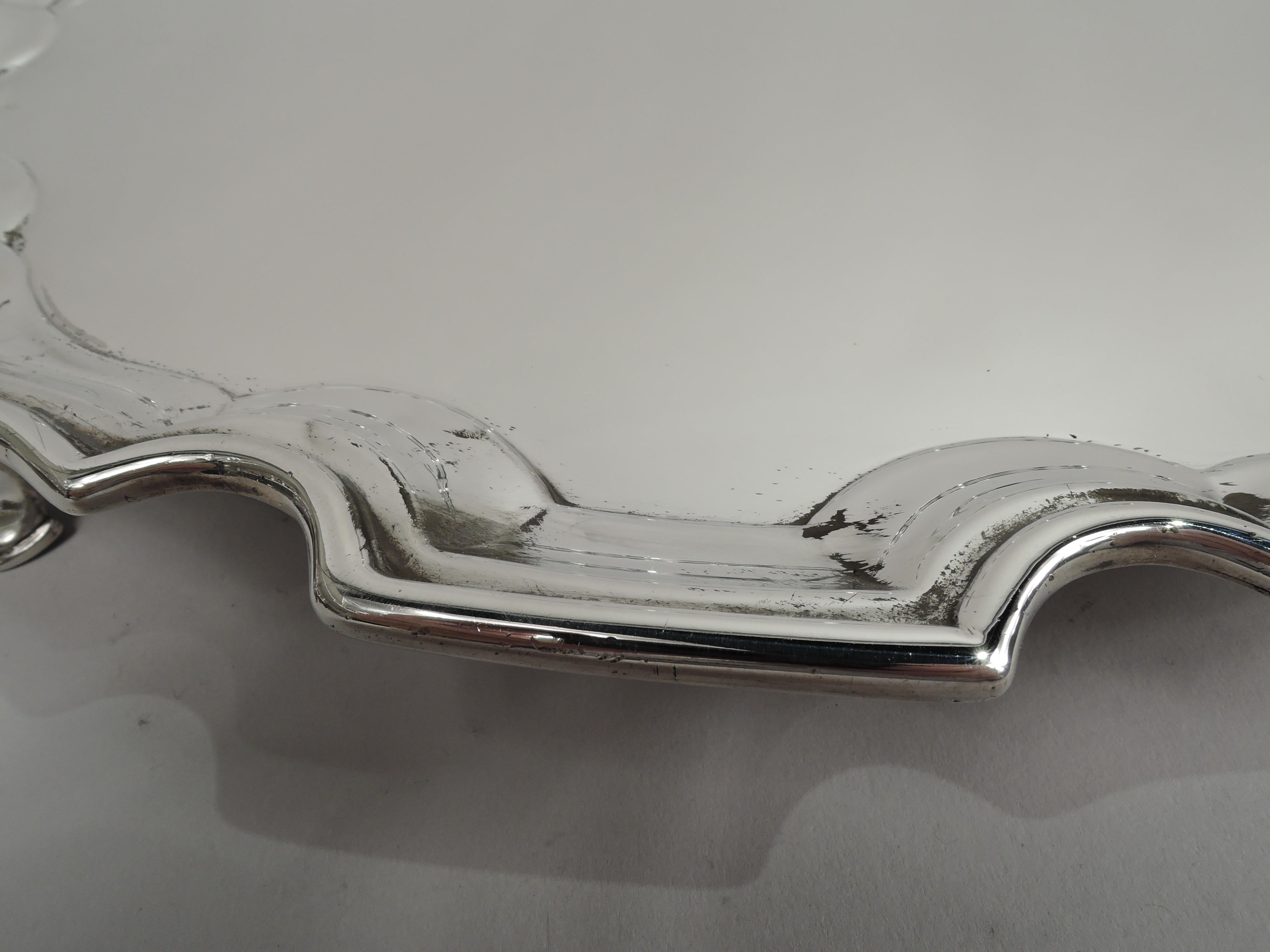 Mid-20th Century English Georgian Sterling Silver Piecrust Salver Tray