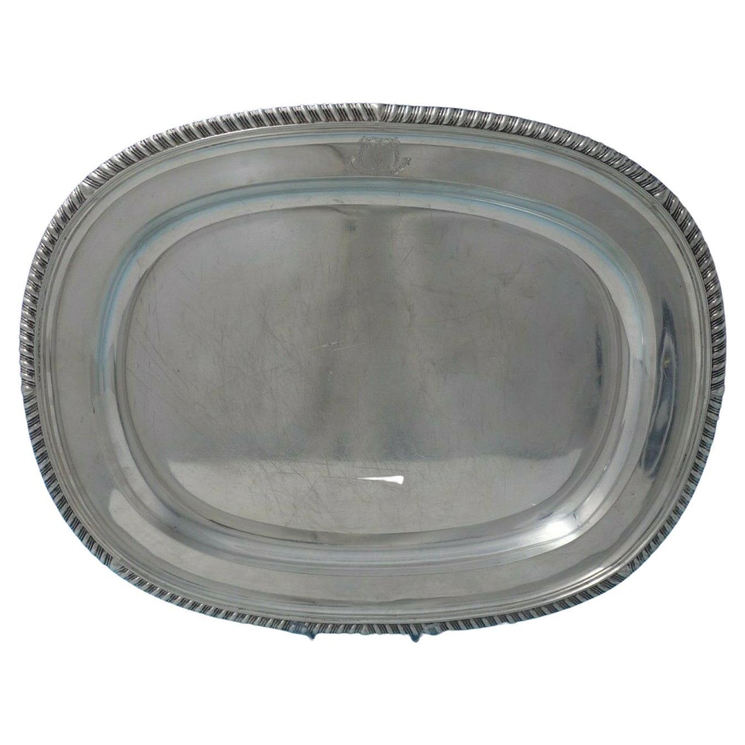 English Georgian Sterling Silver Platter Oval 1821 London '#6330' For Sale  at 1stDibs